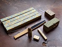 Overview of all items laid out on wood surface