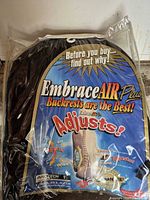 Packaged Innotech EmbraceAIRPlus adjustable backrest front view showing branding and product information