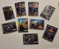All nine Oscar Piastri Topps Chrome Formula 1 trading cards displayed