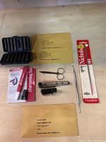 Overview of all tools and envelopes on table