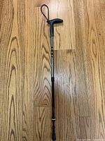 Full view of the Leki adjustable walking stick showing grip, pole and tip