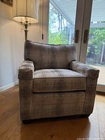 Front view of Ethan Allen armchair showing overall design and upholstery