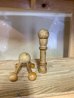 Four-point wooden ball massager and turned wood handle with string