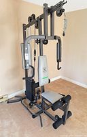 Full view of Northern Lights multi-station home gym showing frame, press arms, leg developer and pulleys