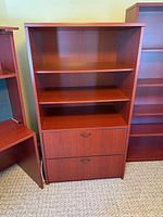 Front view showing full unit with shelves and drawers