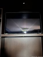 Front view of Sony 46-inch Internet TV mounted in cabinet