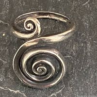 Top view of sterling silver spiral ring