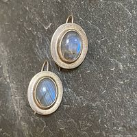 Front view of both earrings showing bezel-set stones