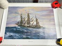 Full view of unframed lithograph showing entire image and margins