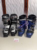 Both pairs of ski boots front view