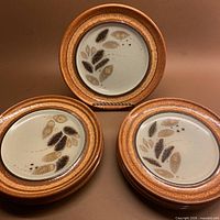 Three Franciscan Interface plates showing full design and rim glaze
