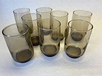 Front angled group view of all eight glasses