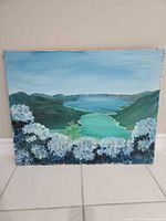 Front view of painting showing full image and palette