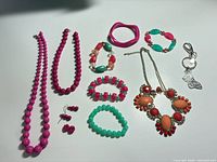 Full group of jewelry pieces on white background