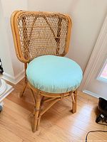 full view of rattan chair with cushion