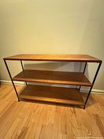 Full view of 3-shelf wood and metal bookcase