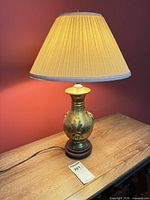 Full view of lamp with shade showing overall design and scale