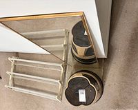 Mirror, rack and stool grouped together