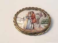 Front view showing painted scene and frame