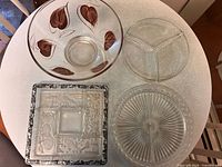 Group shot showing all four glass serveware pieces