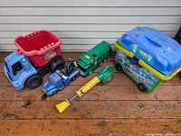 Group shot of all toys on deck