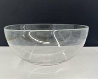 side view of clear round glass bowl