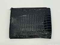 Front view of black alligator leather wallet