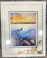 White-framed dolphin print with shell row