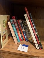 Shelf view showing all paperback spines together