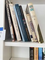 Spines of eight vertical and one horizontal oversize art books