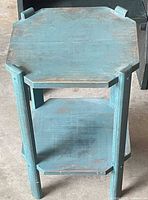 Blue-green two-tier octagonal side table