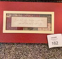 Calligraphic Christmas verse print in wood frame