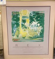 Front view of framed lithograph showing artwork and frame