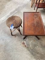 Stool and side table together showing size and condition