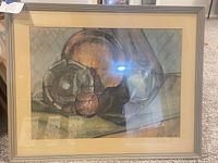 Full view of framed watercolor still life