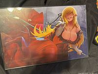 Front view of framed poster showing character artwork