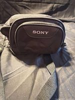 Front view showing Sony logo, overall shape, shoulder strap