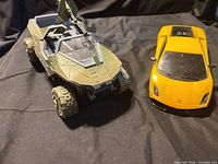Halo Warthog and Lamborghini Gallardo toy vehicles side by side
