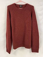 Front view of rust wool J.Crew crewneck sweater