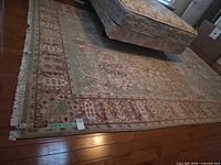 Full view of rug showing size, pattern and fringe