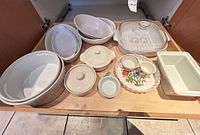 Drawer view of all ceramic and porcelain bakeware pieces