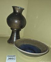 Pedestal vase and bowl together