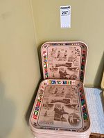 Stacked trays showing front design and border