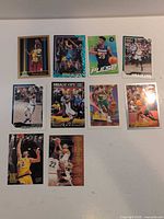 Group shot of ten NBA trading cards