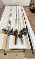 All four rods and reels laid out full length