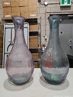 Front view of both vases showing colors and ribbed texture
