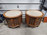 Both side tables with stone tops in place
