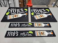 Overview of all four Tito's rubber bar mats