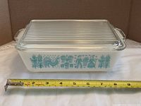 Side view showing turquoise Butterprint pattern and measuring tape for scale