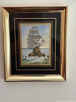 Front view of framed print showing artwork, mat and frame